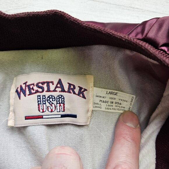 Vintage WESTARK Satin Bomber Jacket Lined American Legion Post Cambridge City LG - Picture 5 of 10